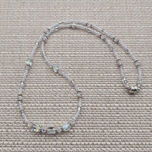 17 Inches Sterling Silver Simple Handmade Crystal Beaded Necklace B540